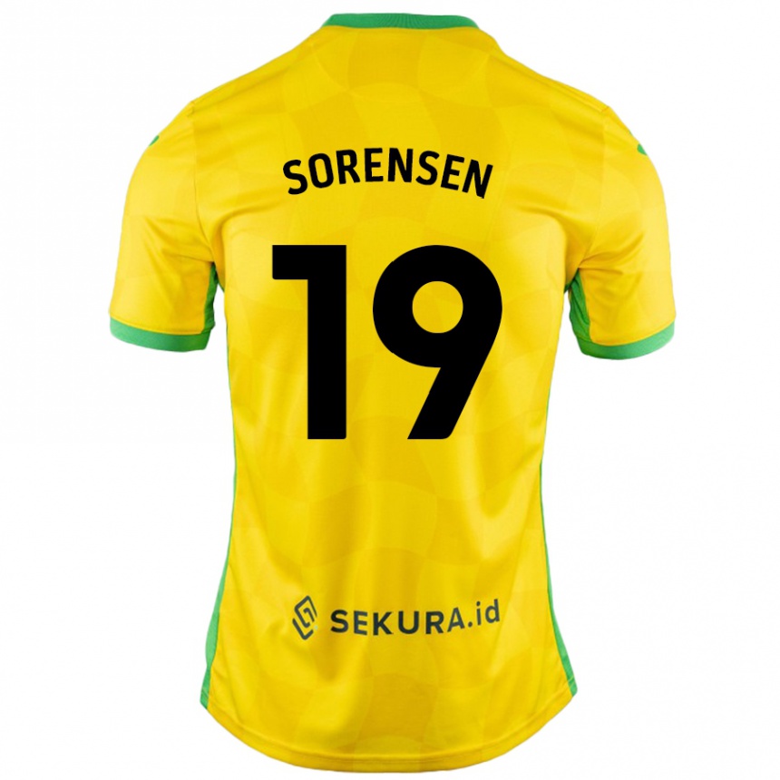 Hombre Fútbol Camiseta Jacob Lungi Sørensen #19 Amarillo Verde 1ª Equipación 2024/25 México