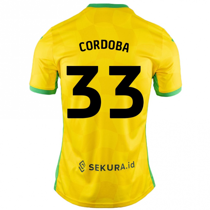 Hombre Fútbol Camiseta José Córdoba #33 Amarillo Verde 1ª Equipación 2024/25 México