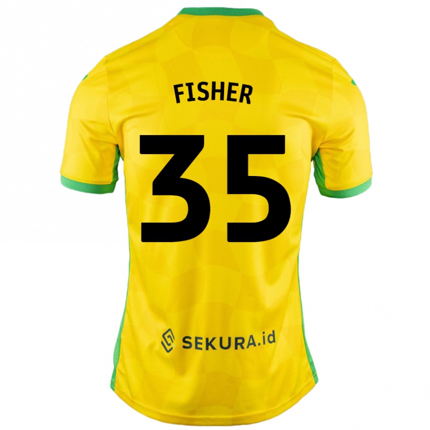 Hombre Fútbol Camiseta Kellen Fisher #35 Amarillo Verde 1ª Equipación 2024/25 México