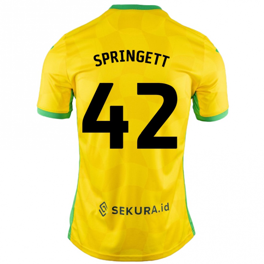 Hombre Fútbol Camiseta Tony Springett #42 Amarillo Verde 1ª Equipación 2024/25 México