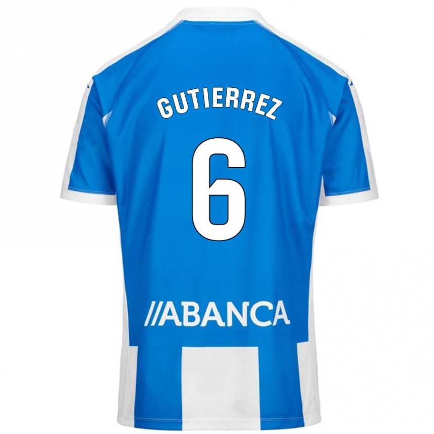 Hombre Fútbol Camiseta Paula Gutiérrez #6 Azul Blanco 1ª Equipación 2024/25 México