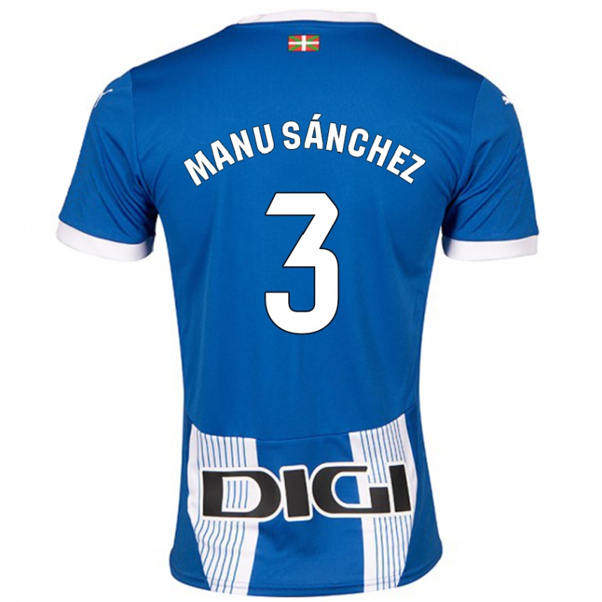 Hombre Fútbol Camiseta Manu Sanchez #3 Azul 1ª Equipación 2024/25 México