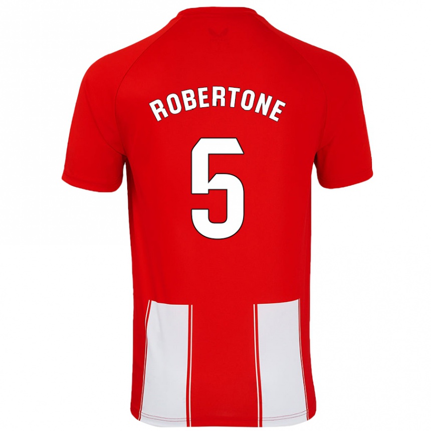 Hombre Fútbol Camiseta Lucas Robertone #5 Rojo Blanco 1ª Equipación 2024/25 México