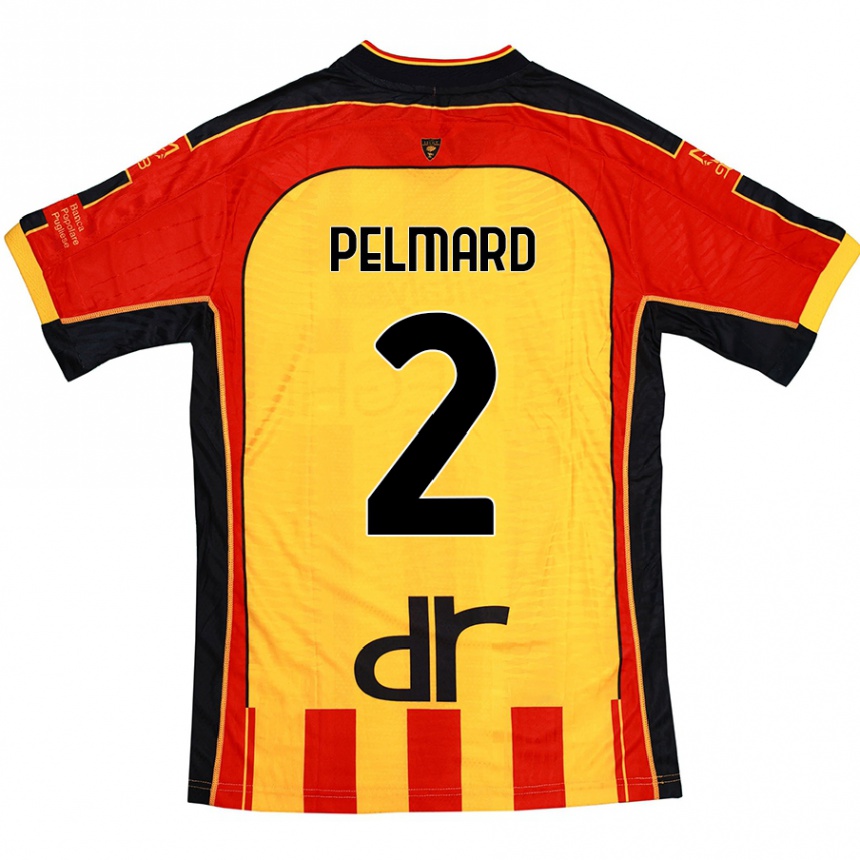 Hombre Fútbol Camiseta Andy Pelmard #2 Amarillo Rojo 1ª Equipación 2024/25 México