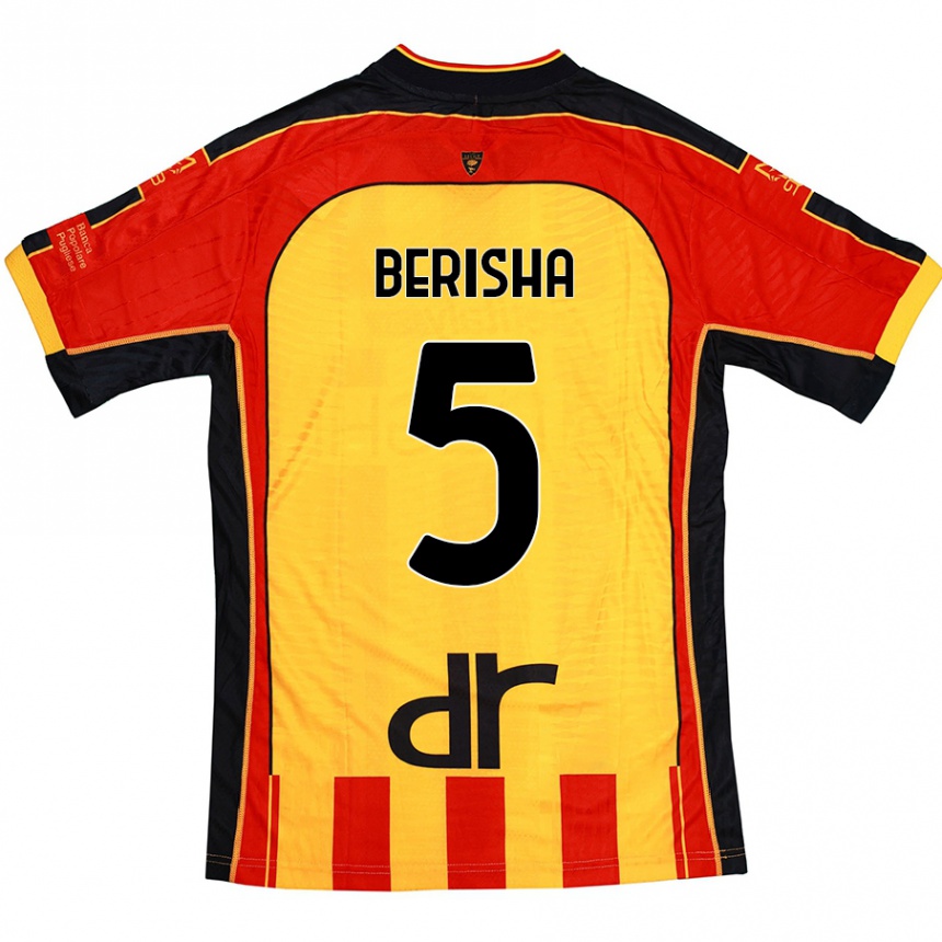 Hombre Fútbol Camiseta Medon Berisha #5 Amarillo Rojo 1ª Equipación 2024/25 México