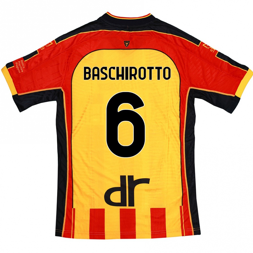 Hombre Fútbol Camiseta Federico Baschirotto #6 Amarillo Rojo 1ª Equipación 2024/25 México