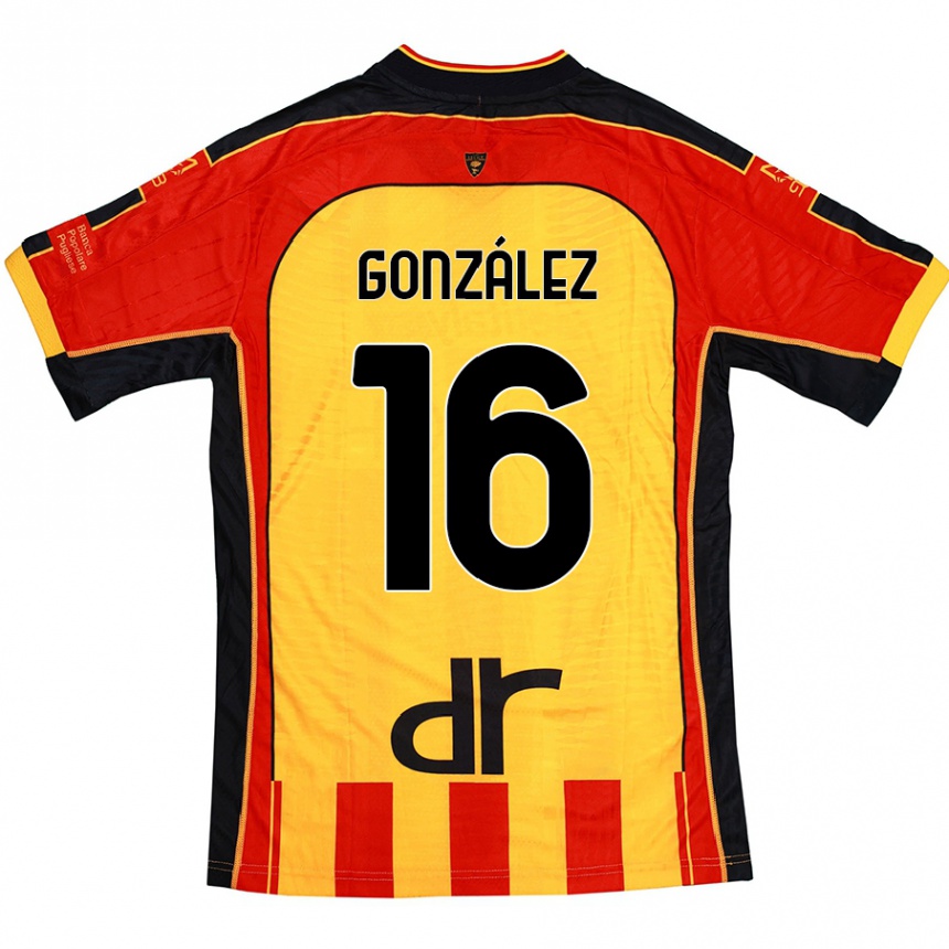 Hombre Fútbol Camiseta Joan González #16 Amarillo Rojo 1ª Equipación 2024/25 México