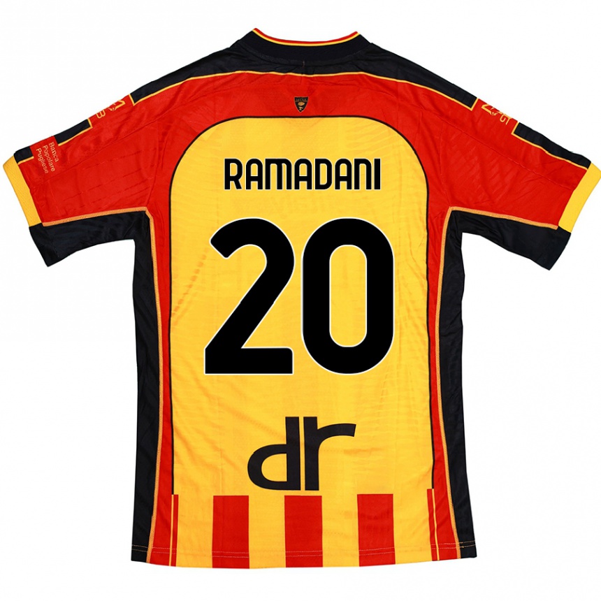 Hombre Fútbol Camiseta Ylber Ramadani #20 Amarillo Rojo 1ª Equipación 2024/25 México