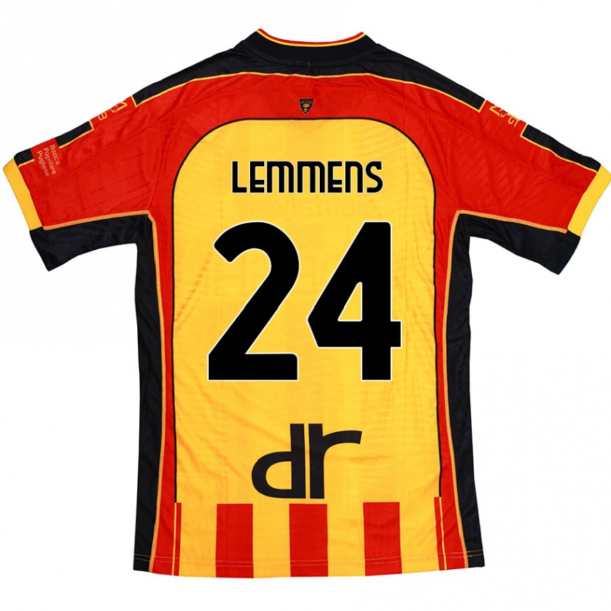 Hombre Fútbol Camiseta Mats Lemmens #24 Amarillo Rojo 1ª Equipación 2024/25 México