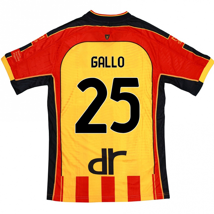 Hombre Fútbol Camiseta Antonino Gallo #25 Amarillo Rojo 1ª Equipación 2024/25 México