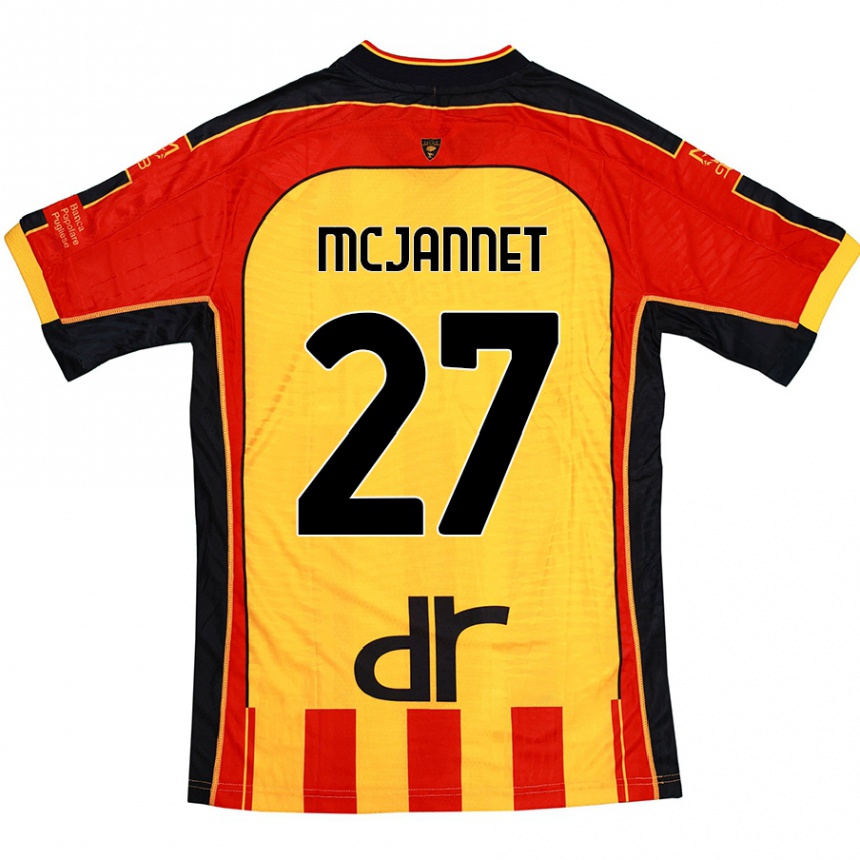 Hombre Fútbol Camiseta Ed Mcjannet #27 Amarillo Rojo 1ª Equipación 2024/25 México