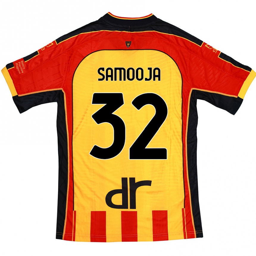 Hombre Fútbol Camiseta Jasper Samooja #32 Amarillo Rojo 1ª Equipación 2024/25 México