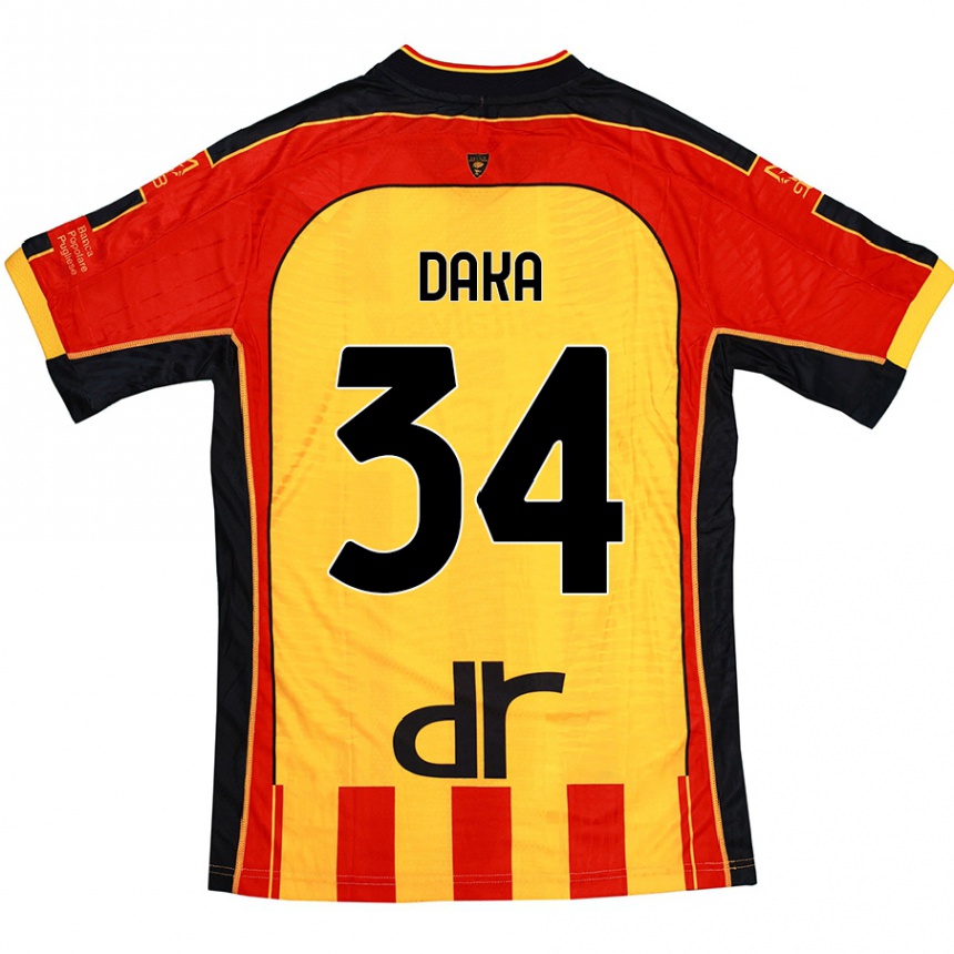 Hombre Fútbol Camiseta Dario Daka #34 Amarillo Rojo 1ª Equipación 2024/25 México