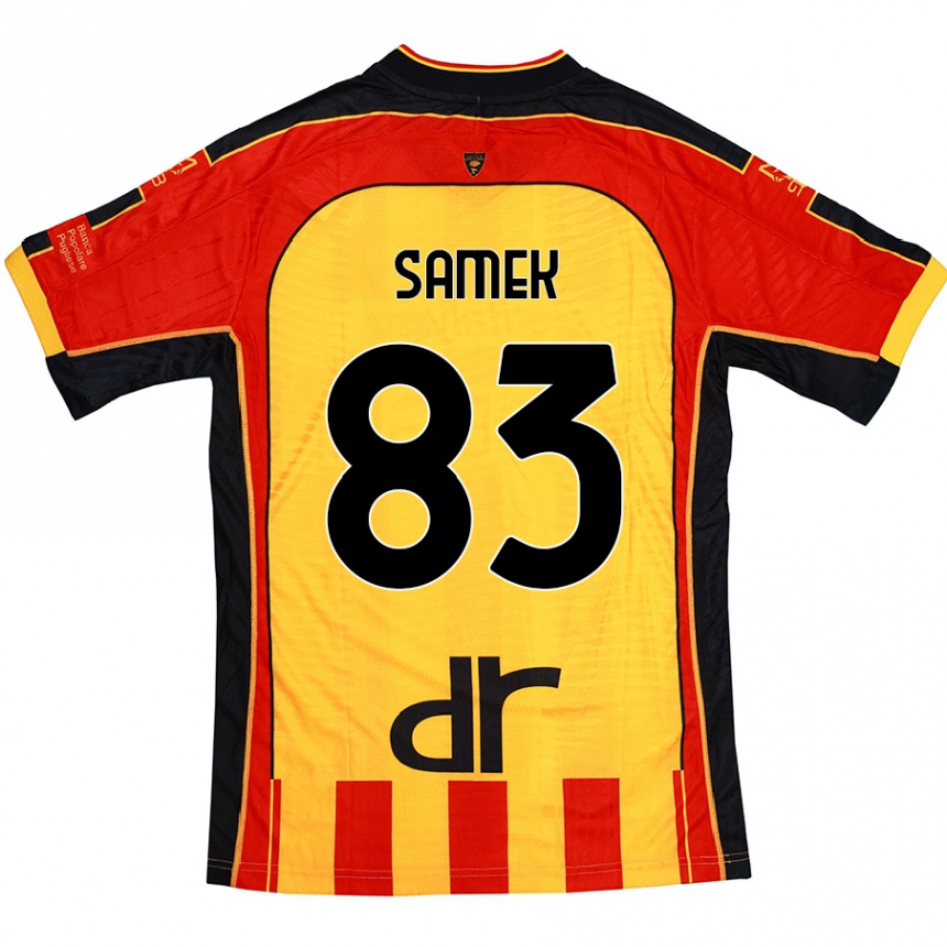 Hombre Fútbol Camiseta Daniel Samek #83 Amarillo Rojo 1ª Equipación 2024/25 México