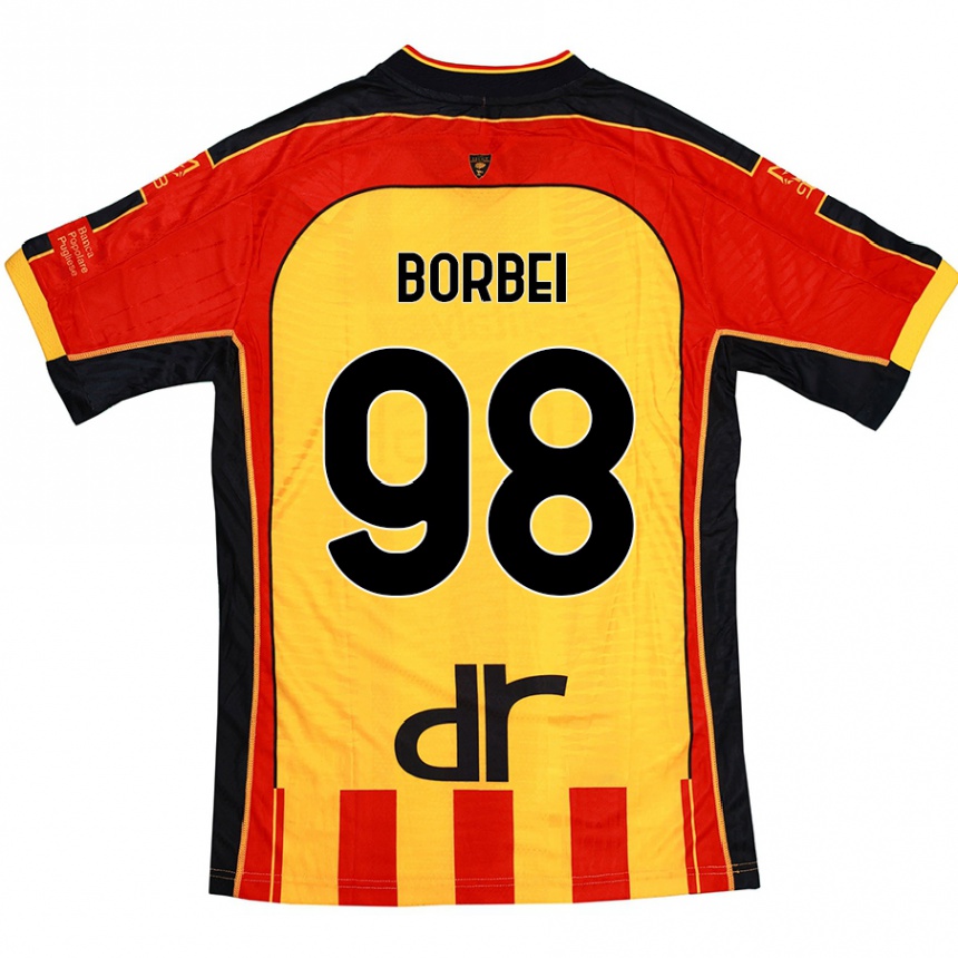 Hombre Fútbol Camiseta Alexandru Borbei #98 Amarillo Rojo 1ª Equipación 2024/25 México