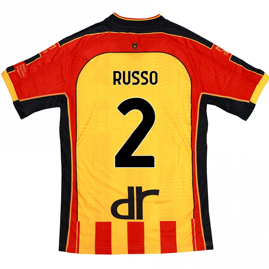 Hombre Fútbol Camiseta Luca Russo #2 Amarillo Rojo 1ª Equipación 2024/25 México