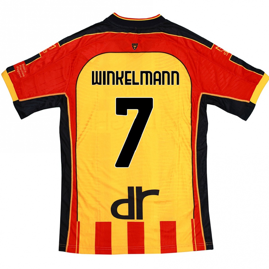 Hombre Fútbol Camiseta Till Winkelmann #7 Amarillo Rojo 1ª Equipación 2024/25 México