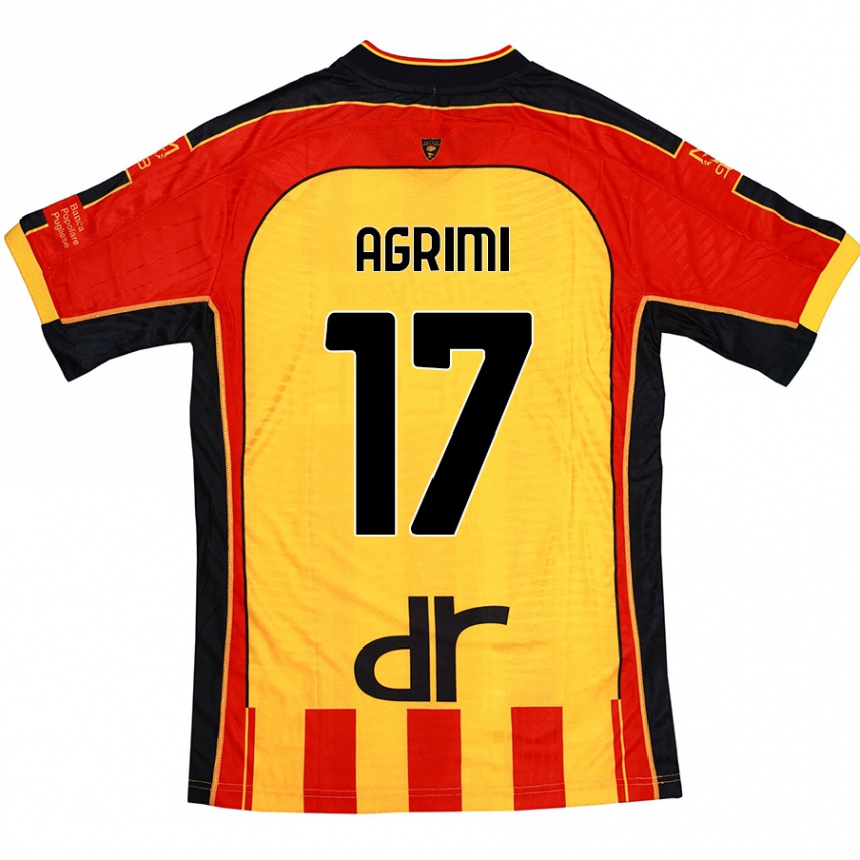 Hombre Fútbol Camiseta Matteo Agrimi #17 Amarillo Rojo 1ª Equipación 2024/25 México