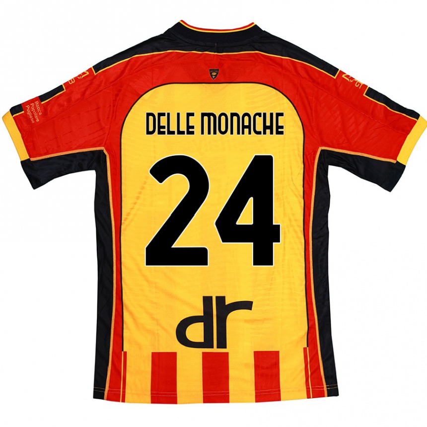 Hombre Fútbol Camiseta Marco Delle Monache #24 Amarillo Rojo 1ª Equipación 2024/25 México