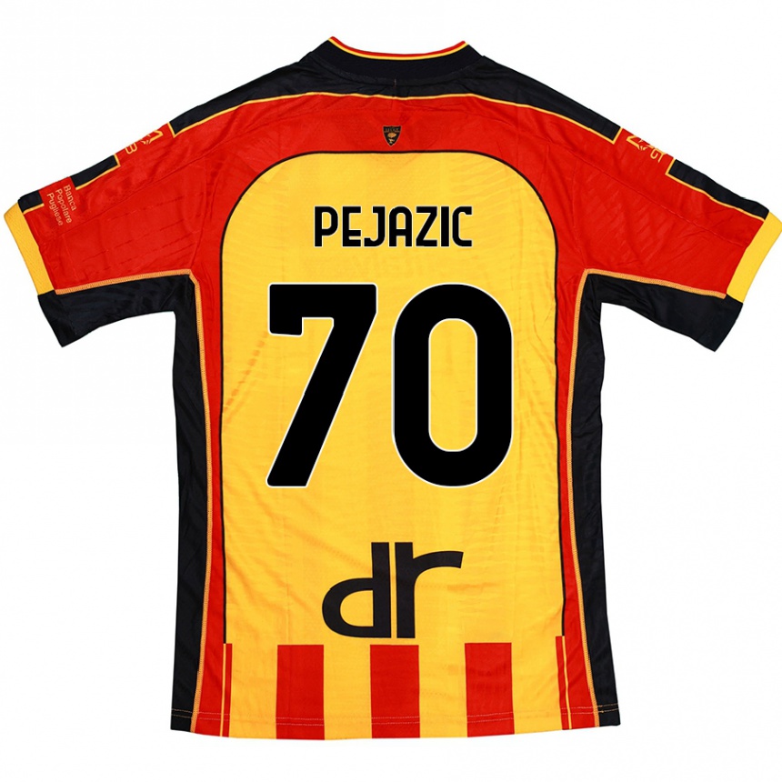 Hombre Fútbol Camiseta Mario Pejazic #70 Amarillo Rojo 1ª Equipación 2024/25 México