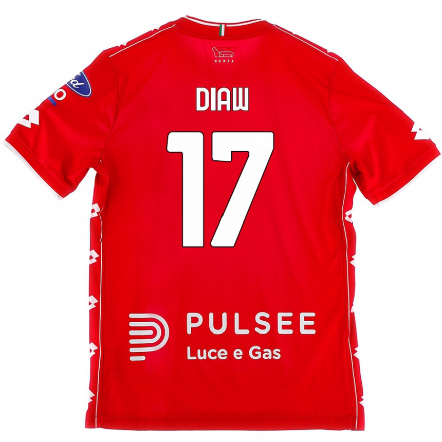 Hombre Fútbol Camiseta Davide Diaw #17 Rojo Blanco 1ª Equipación 2024/25 México