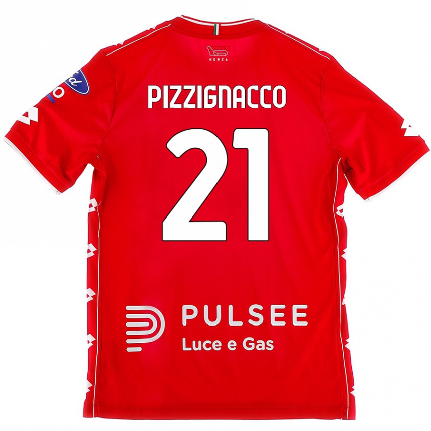 Hombre Fútbol Camiseta Semuel Pizzignacco #21 Rojo Blanco 1ª Equipación 2024/25 México