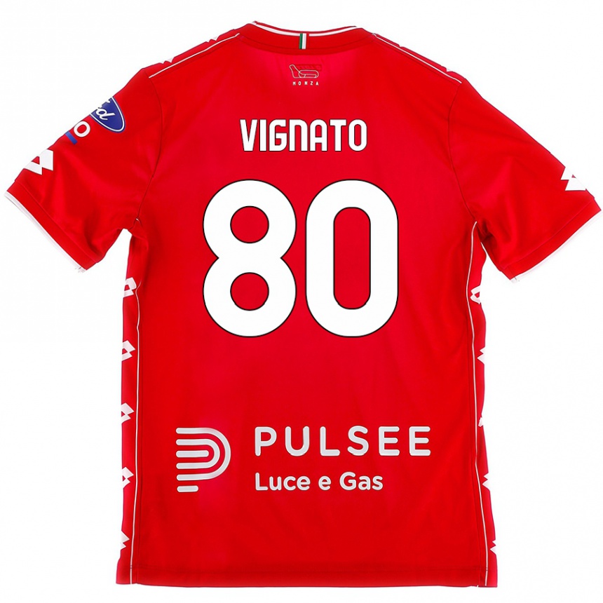 Hombre Fútbol Camiseta Samuele Vignato #80 Rojo Blanco 1ª Equipación 2024/25 México