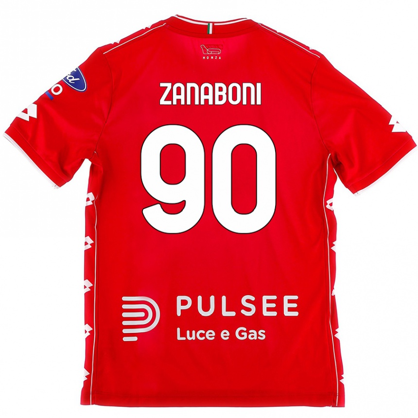 Hombre Fútbol Camiseta Emanuele Zanaboni #90 Rojo Blanco 1ª Equipación 2024/25 México