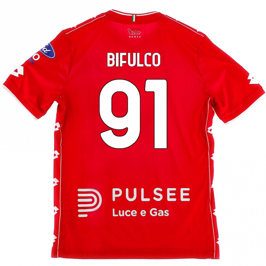 Hombre Fútbol Camiseta Davide Bifulco #91 Rojo Blanco 1ª Equipación 2024/25 México