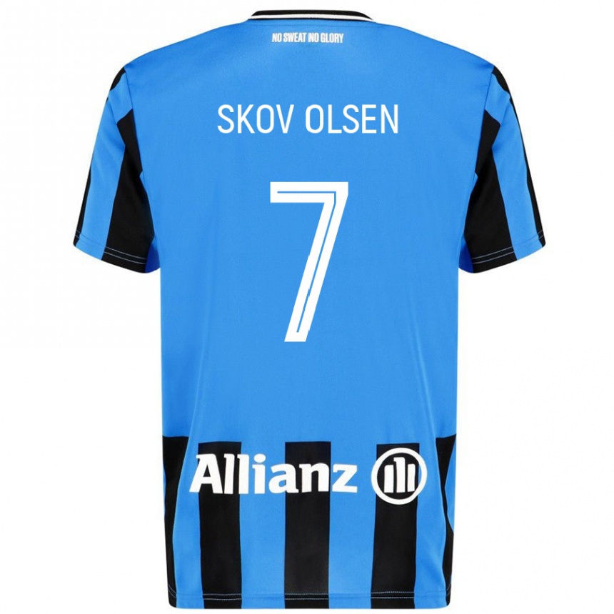 Hombre Fútbol Camiseta Andreas Skov Olsen #7 Azul Cielo Negro 1ª Equipación 2024/25 México