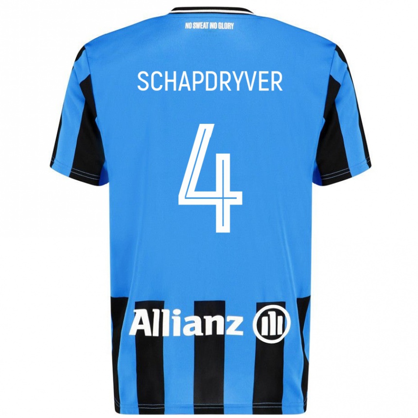 Hombre Fútbol Camiseta Emely Schapdryver #4 Azul Cielo Negro 1ª Equipación 2024/25 México