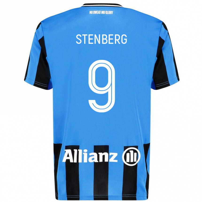 Hombre Fútbol Camiseta Hanna Stenberg #9 Azul Cielo Negro 1ª Equipación 2024/25 México