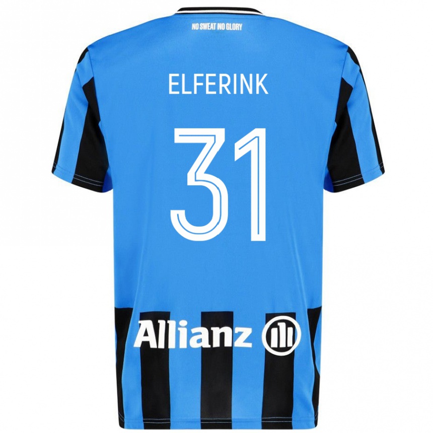 Hombre Fútbol Camiseta Marie Elferink #31 Azul Cielo Negro 1ª Equipación 2024/25 México