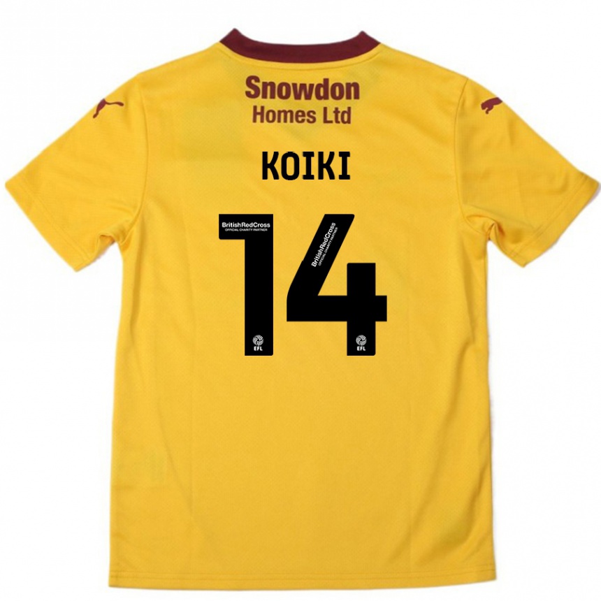 Hombre Fútbol Camiseta Ali Koiki #14 Naranja Borgoña 2ª Equipación 2024/25 México