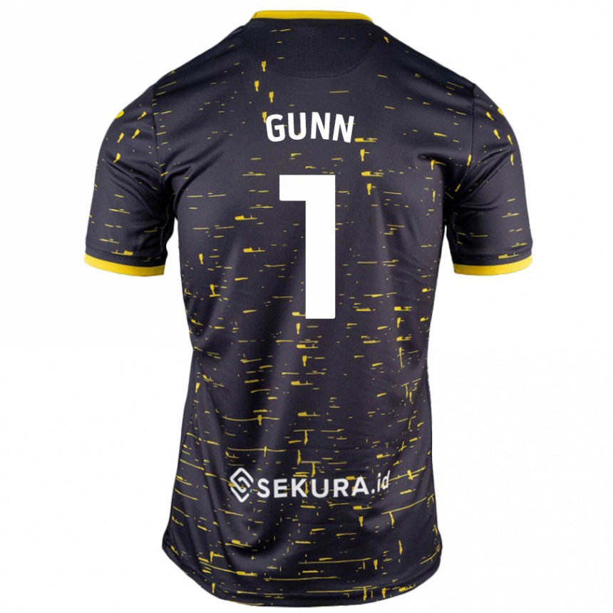 Hombre Fútbol Camiseta Angus Gunn #1 Negro Amarillo 2ª Equipación 2024/25 México