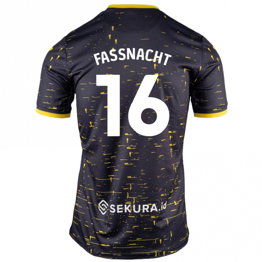 Hombre Fútbol Camiseta Christian Fassnacht #16 Negro Amarillo 2ª Equipación 2024/25 México