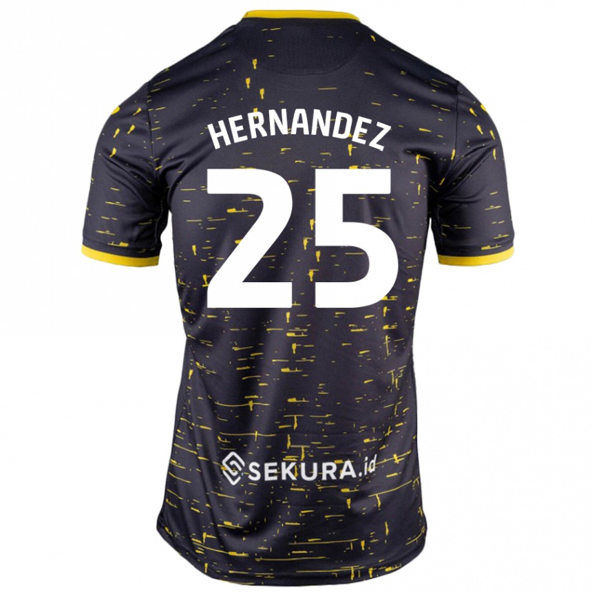 Hombre Fútbol Camiseta Onel Hernández #25 Negro Amarillo 2ª Equipación 2024/25 México