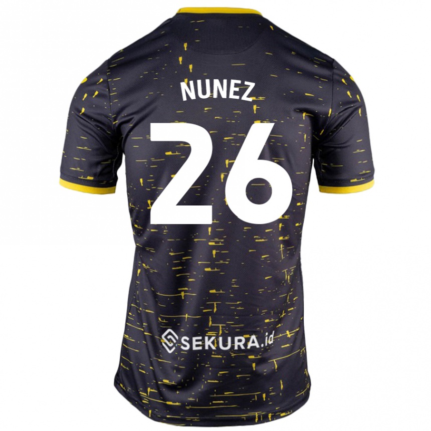 Hombre Fútbol Camiseta Marcelino Núñez #26 Negro Amarillo 2ª Equipación 2024/25 México