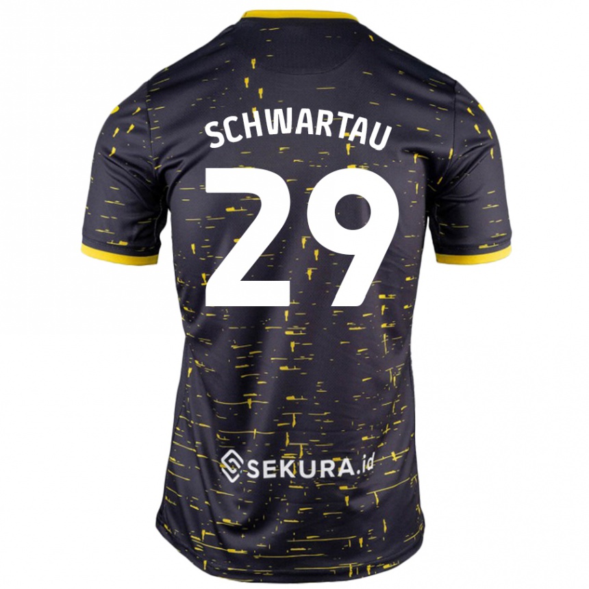 Hombre Fútbol Camiseta Oscar Schwartau #29 Negro Amarillo 2ª Equipación 2024/25 México