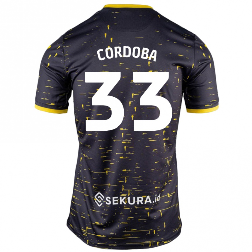 Hombre Fútbol Camiseta José Córdoba #33 Negro Amarillo 2ª Equipación 2024/25 México