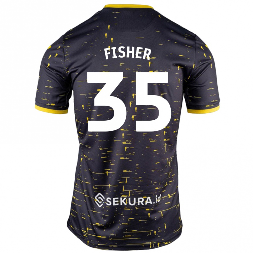 Hombre Fútbol Camiseta Kellen Fisher #35 Negro Amarillo 2ª Equipación 2024/25 México