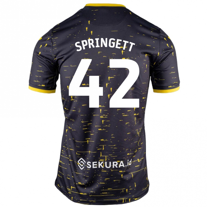 Hombre Fútbol Camiseta Tony Springett #42 Negro Amarillo 2ª Equipación 2024/25 México