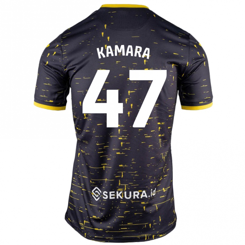 Hombre Fútbol Camiseta Abu Kamara #47 Negro Amarillo 2ª Equipación 2024/25 México