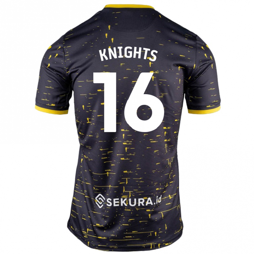 Hombre Fútbol Camiseta Katie Knights #16 Negro Amarillo 2ª Equipación 2024/25 México