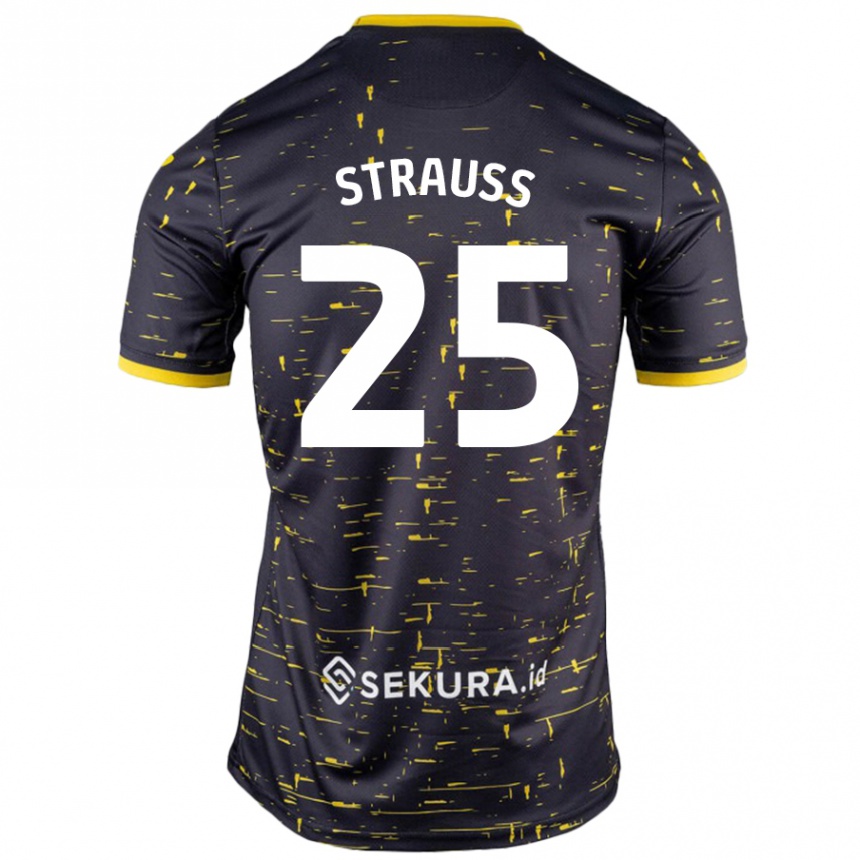 Hombre Fútbol Camiseta Hope Strauss #25 Negro Amarillo 2ª Equipación 2024/25 México