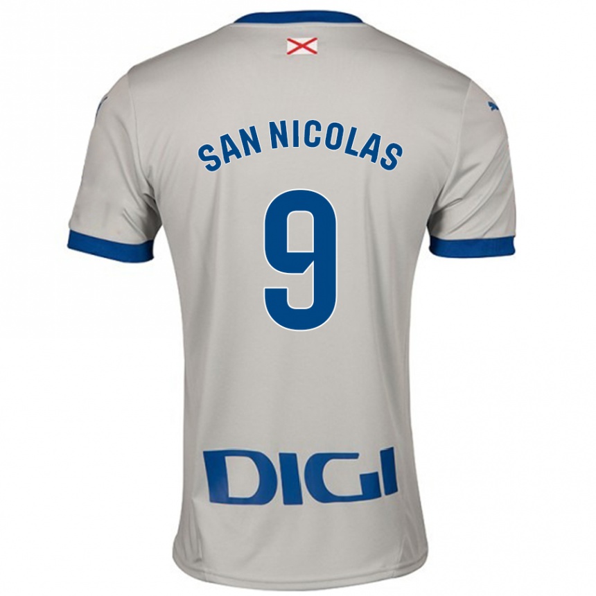 Hombre Fútbol Camiseta Olga San Nicolás #9 Gris Claro 2ª Equipación 2024/25 México