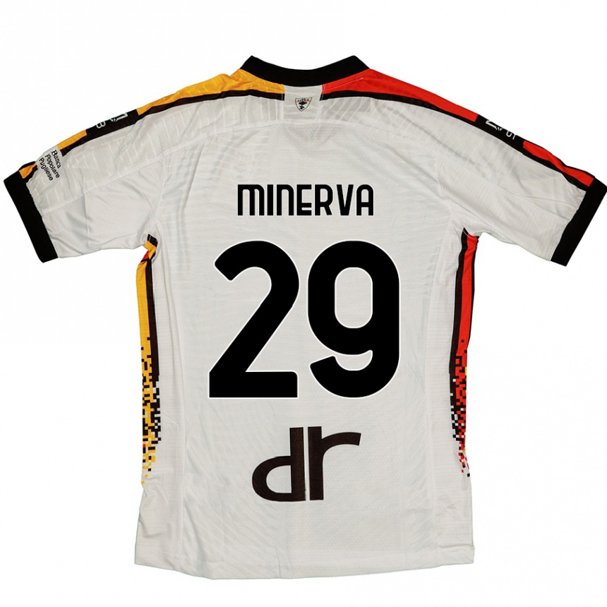 Hombre Fútbol Camiseta Francesco Minerva #29 Blanco Negro 2ª Equipación 2024/25 México