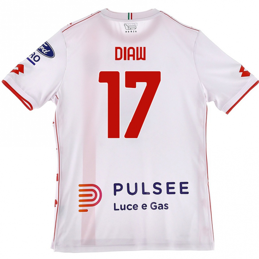 Hombre Fútbol Camiseta Davide Diaw #17 Blanco Rojo 2ª Equipación 2024/25 México