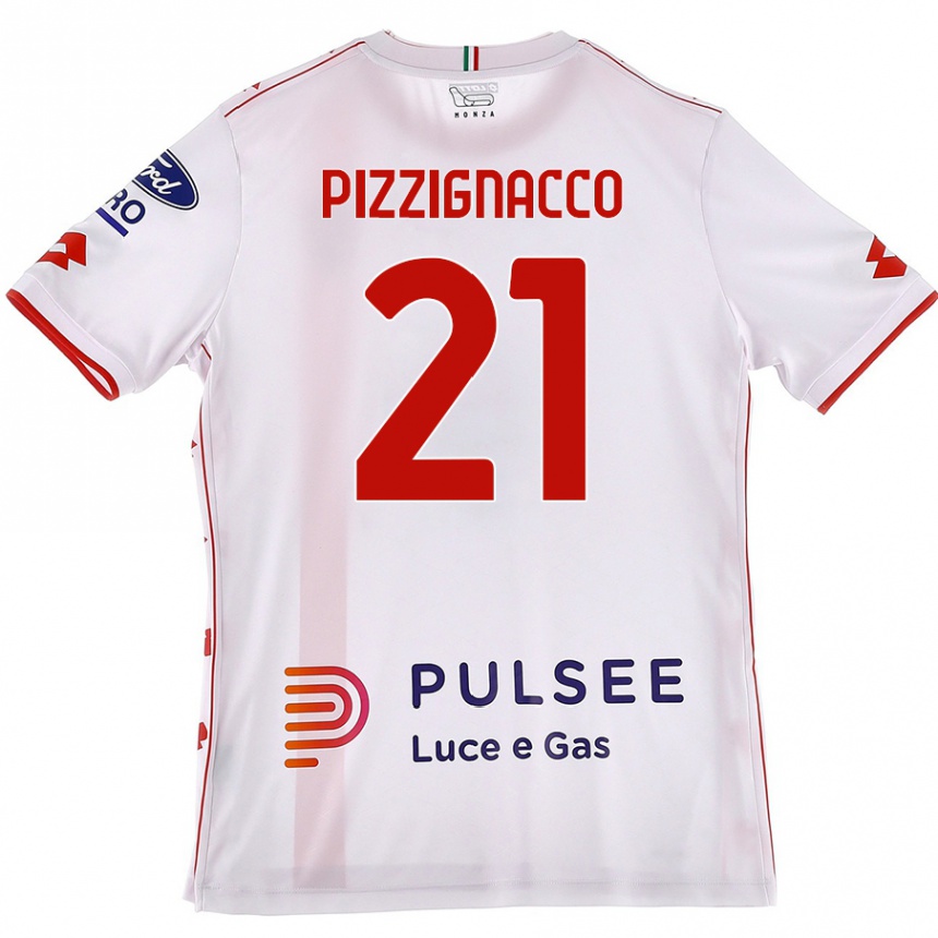 Hombre Fútbol Camiseta Semuel Pizzignacco #21 Blanco Rojo 2ª Equipación 2024/25 México