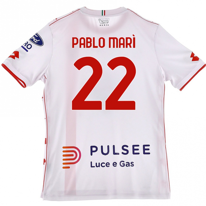 Hombre Fútbol Camiseta Pablo Marí #22 Blanco Rojo 2ª Equipación 2024/25 México